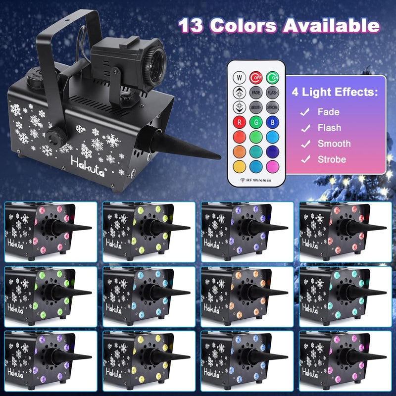 HAKUTA Store Upgraded 800W Snow Machine with 8 LED RGB Lights, LED Projection, and 2 Wireless Remotes, Perfect for Christmas, Halloween,Parties, Wedding and DJ Stage - Image 5